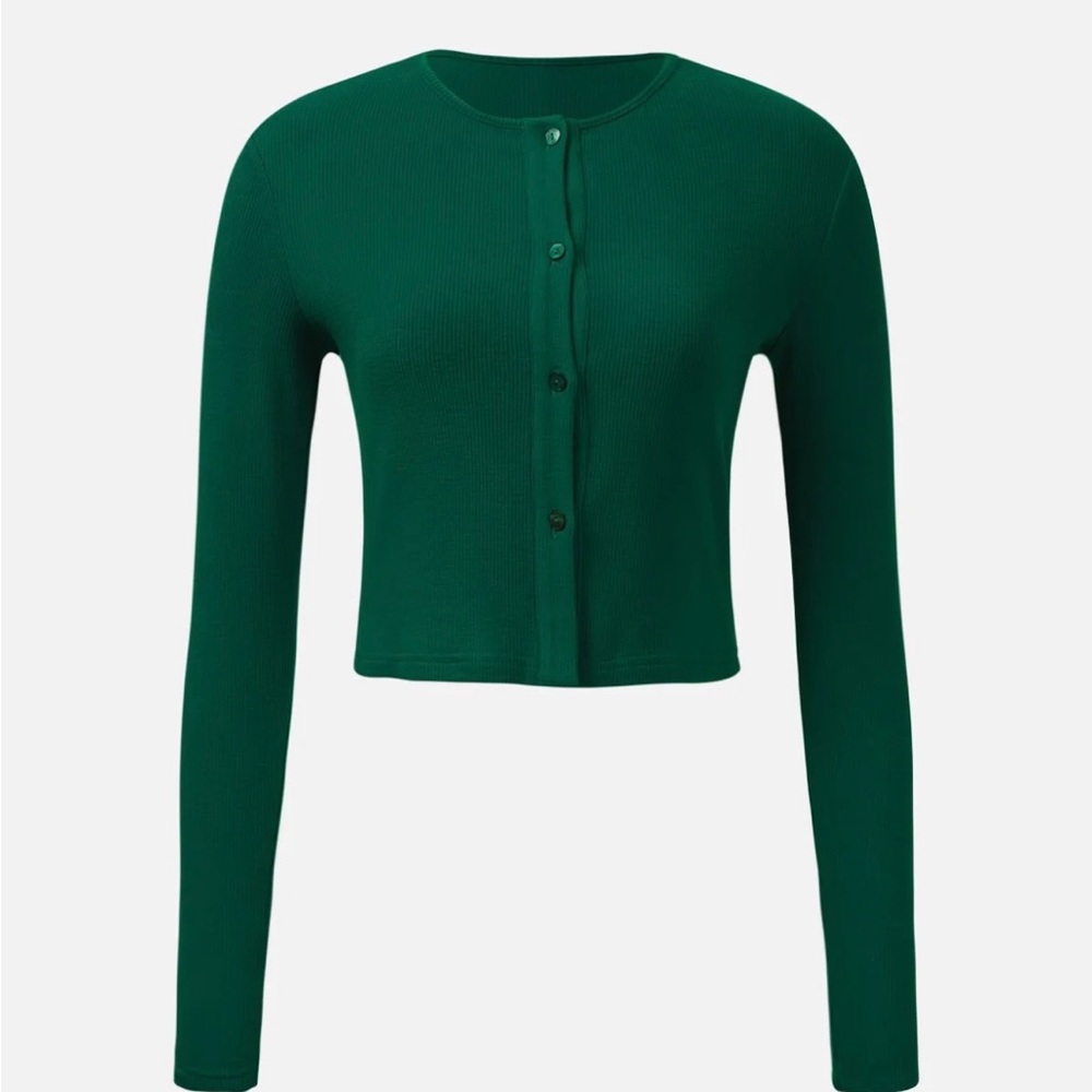NWT- OGL- Crop Thermal Button-Up Cardigan
